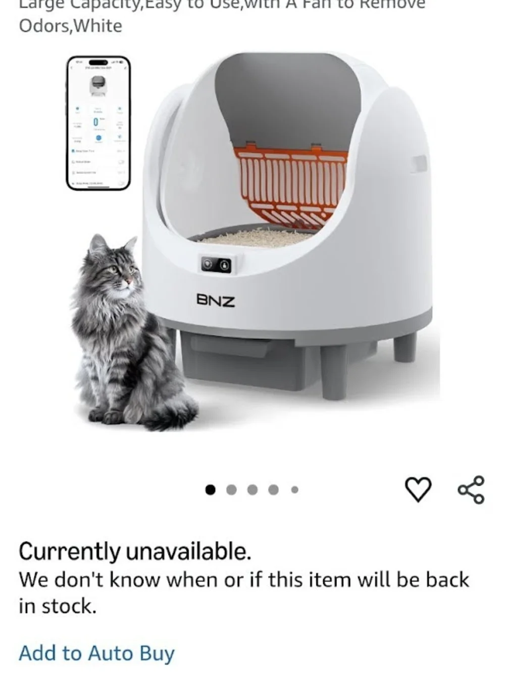 Automatic Cat Litter Box - White with Orange Interior